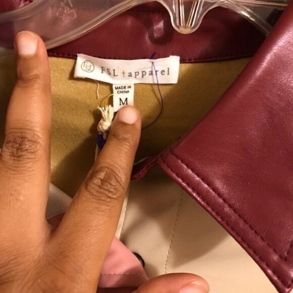 Colorblock Faux Leather Shirt Jacket Shacket 90s 70s Snap button Y2K M - Picture 8 of 16